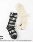 【ウォレスとグルミット】細ボーダー刺繍付モールルームソックス