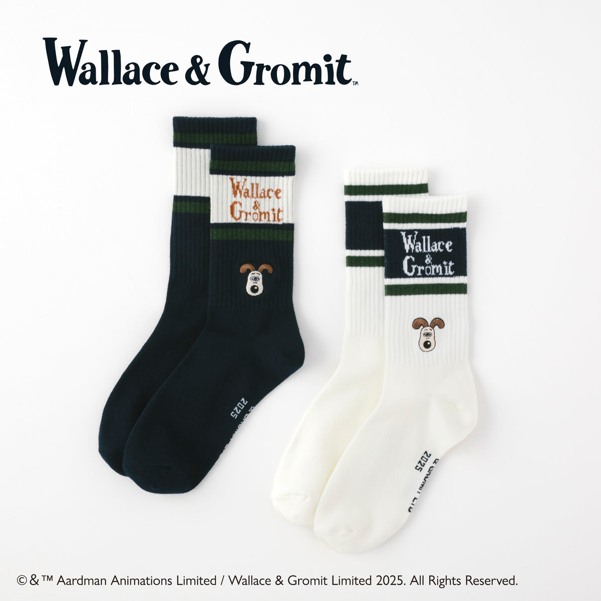 ウォレスとグルミット】刺繍付リッチェルクルー丈ソックス – SUKENO