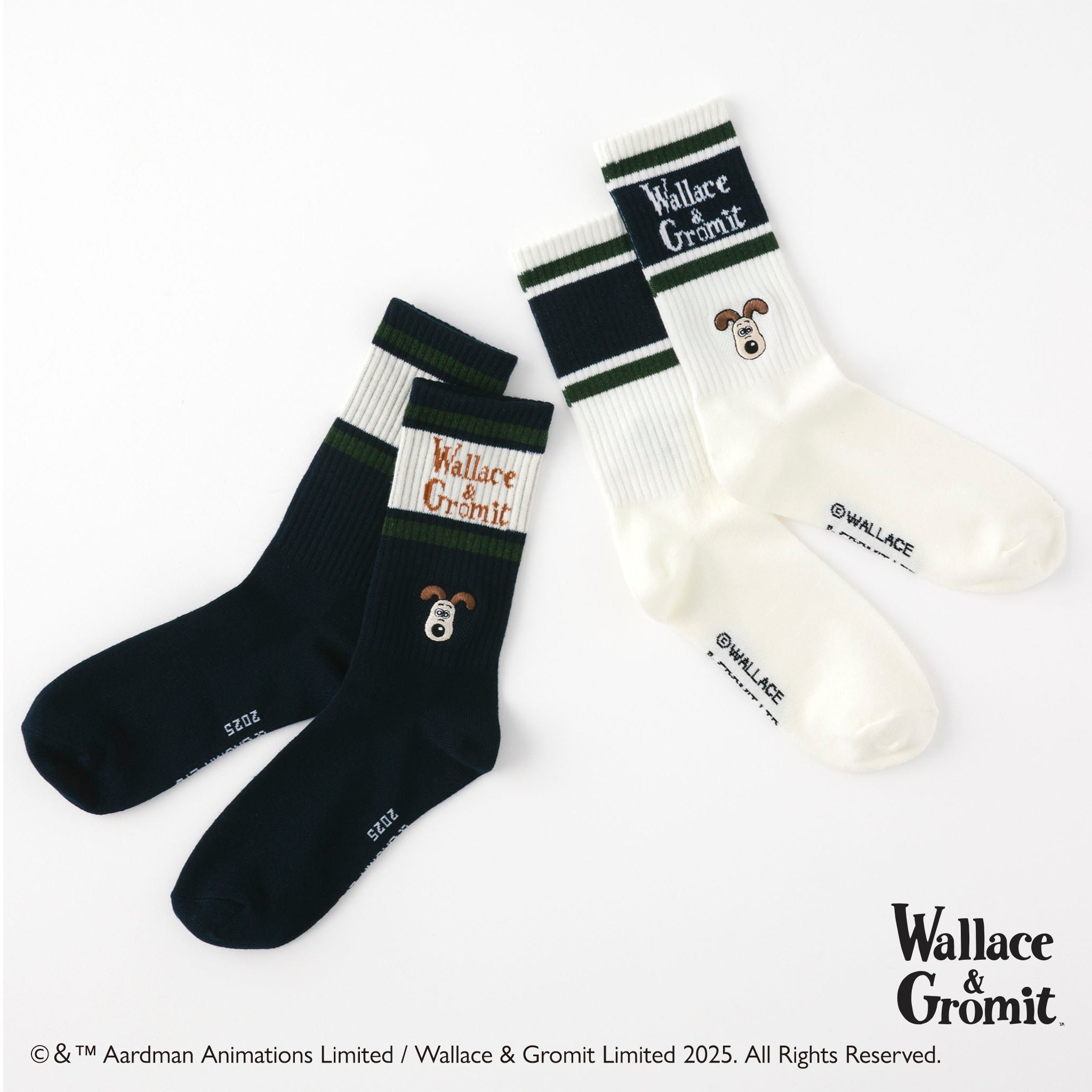 ウォレスとグルミット】刺繍付リッチェルクルー丈ソックス – SUKENO