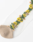【hohaba】サイド花柄テグスクルーソックス