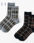 【A.V.V】ジャガードチェック柄クルー丈ソックス