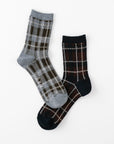 【A.V.V】ジャガードチェック柄クルー丈ソックス