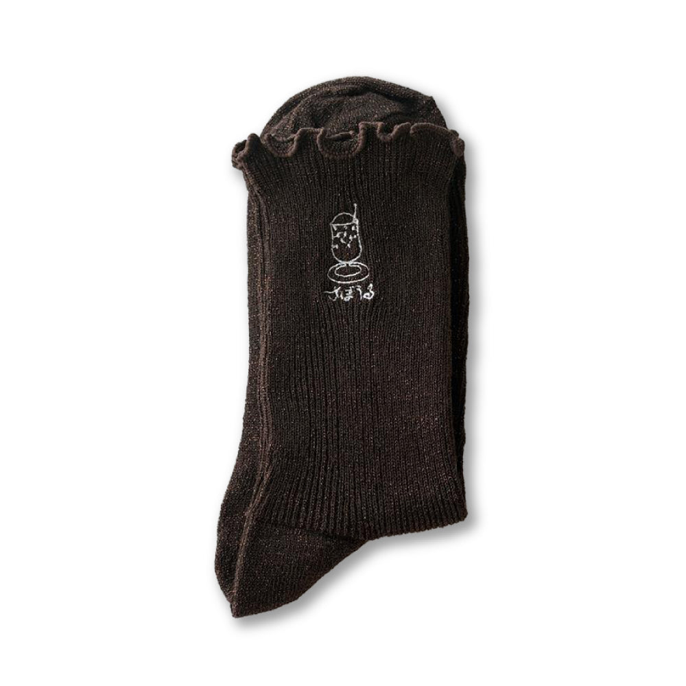 【さぼうる】クリームソーダ刺繍ラメソックス