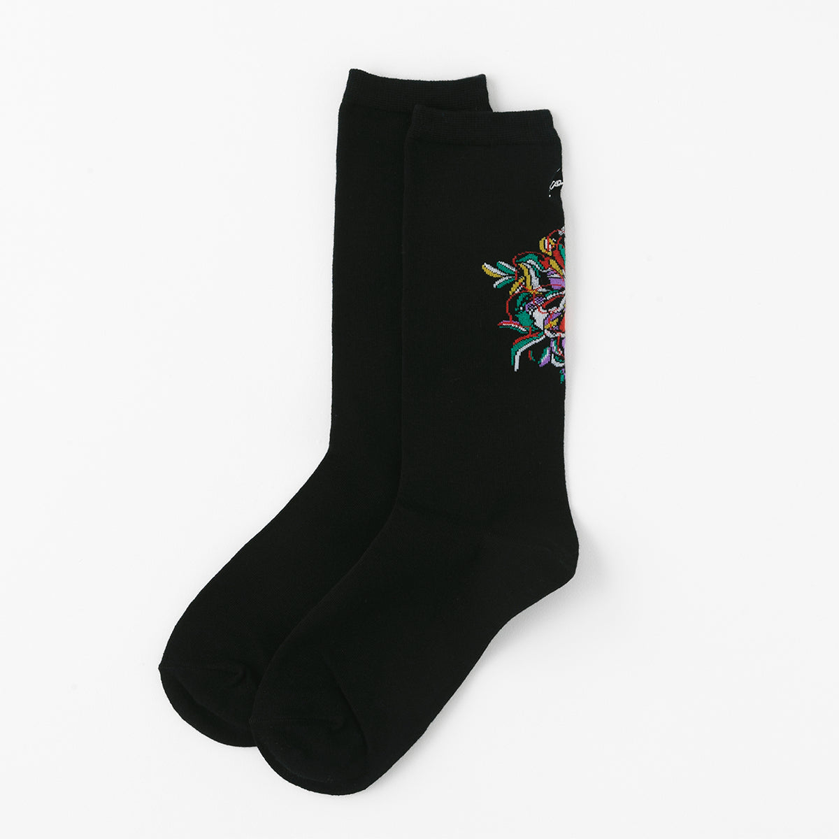 【ScoLar】花柄ロゴ刺繍クルー丈ソックス