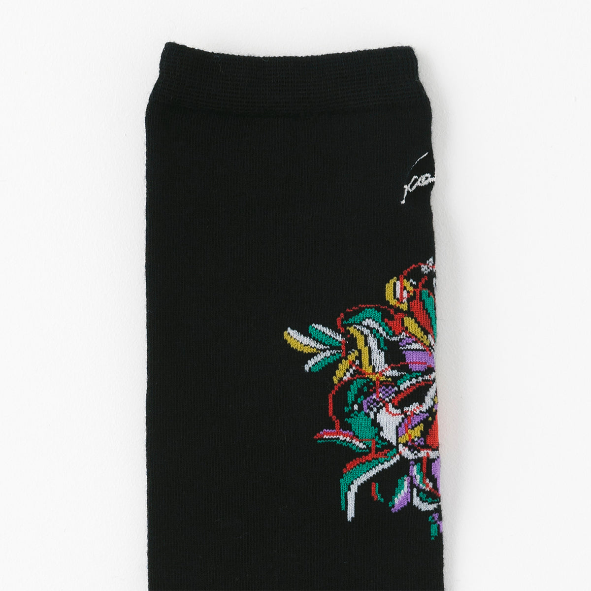 【ScoLar】花柄ロゴ刺繍クルー丈ソックス