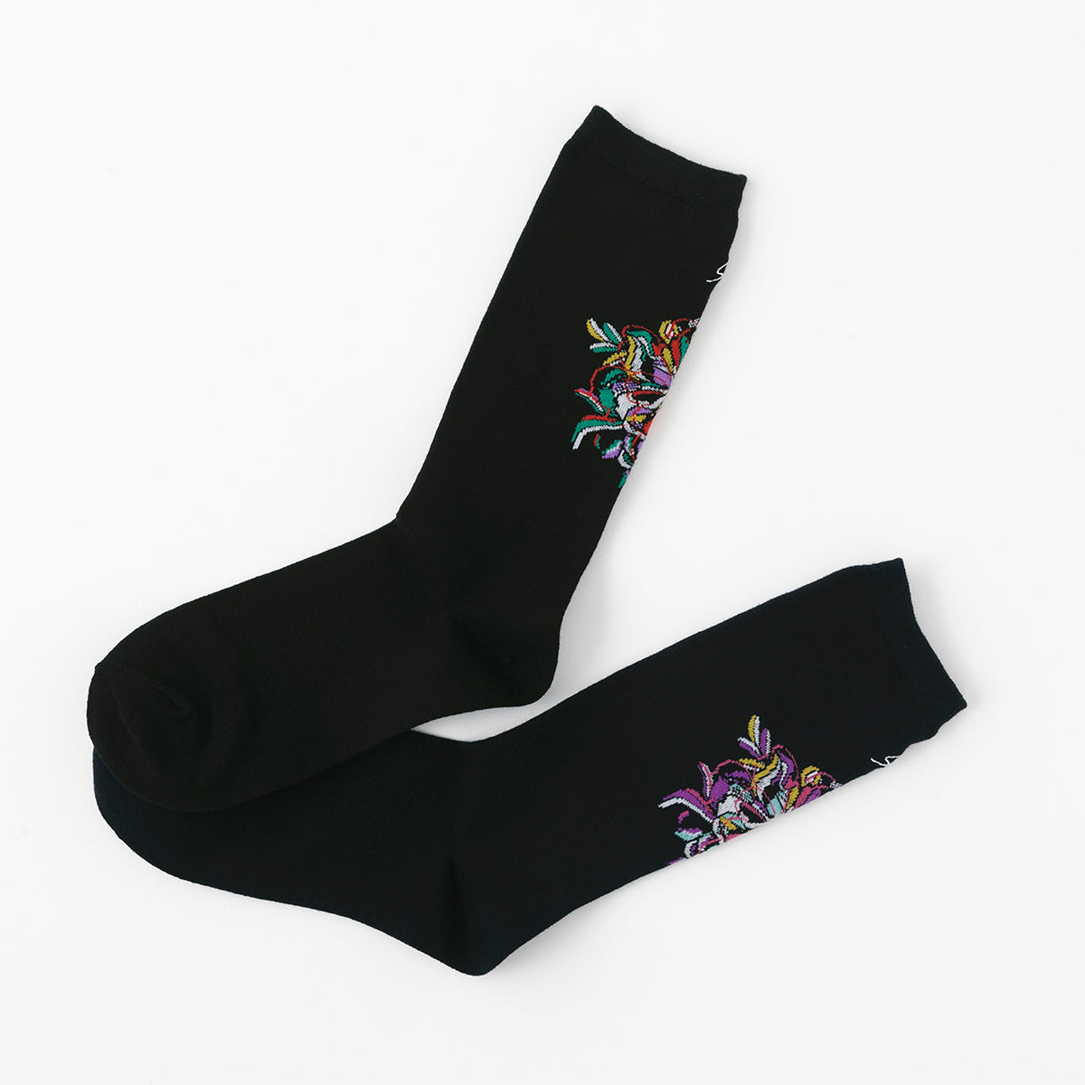 【ScoLar】花柄ロゴ刺繍クルー丈ソックス