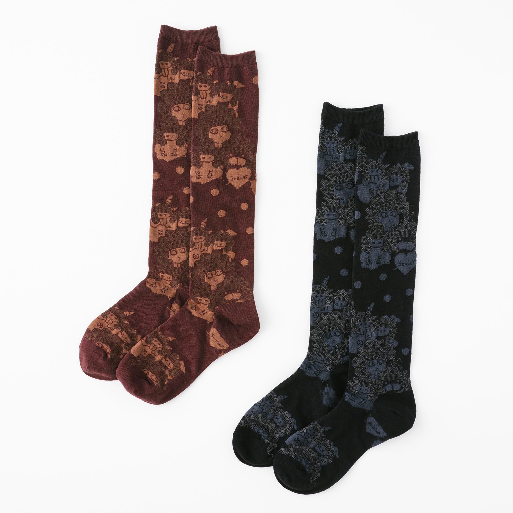 【新品】BABYL 子狐ソックス赤黒セット　L 25-27cm 88M18803：スカラーちゃん左右異柄ソックスの通販-ScoLar