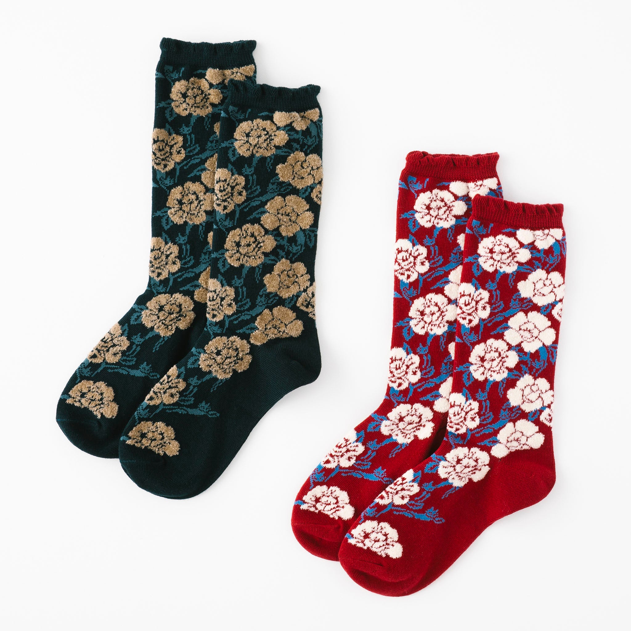 ねこ☆/すのチルBIG服セット×5【小花柄】黒・青・紫・黄・緑 ScoLar】ネコとモール花柄クルー丈ソックス – SUKENO｜靴下の助野