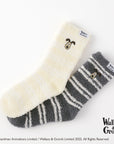 【ウォレスとグルミット】細ボーダー刺繍付モールルームソックス