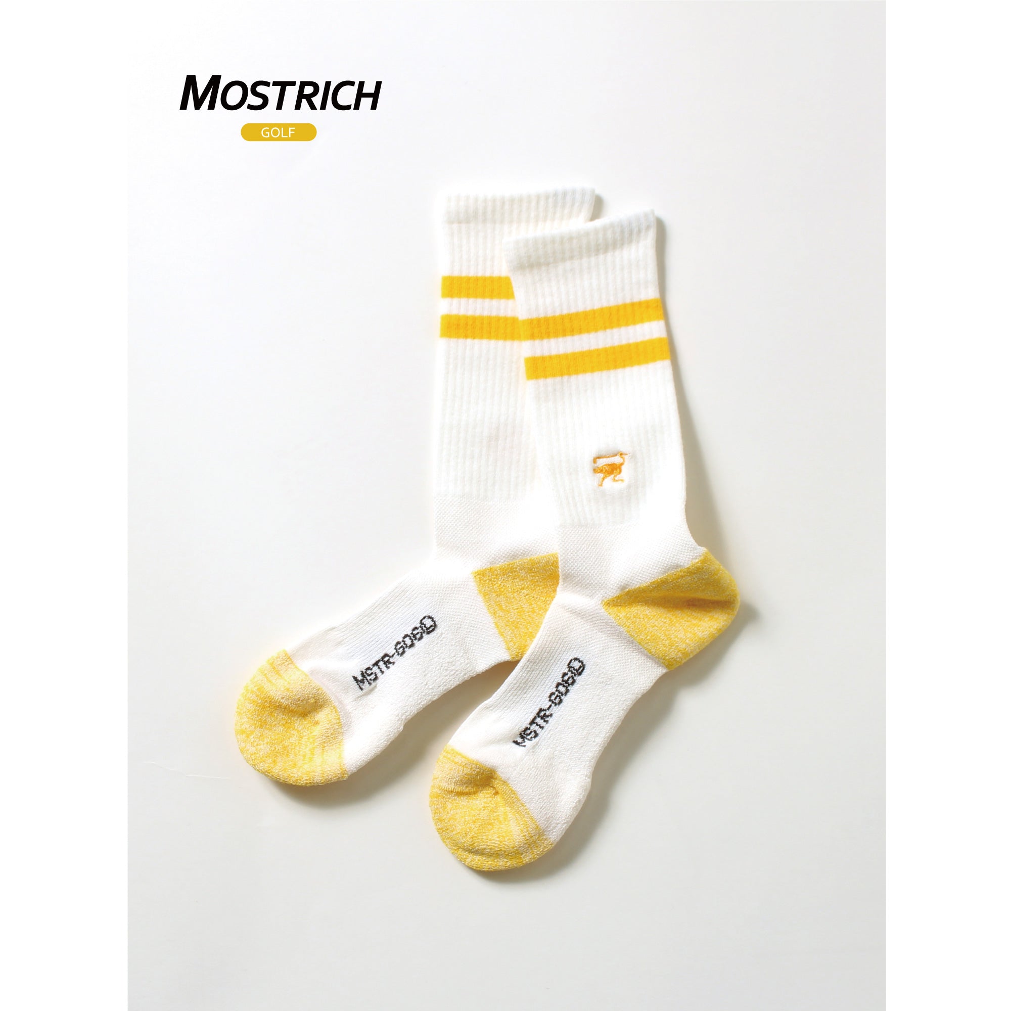 MOSTRICH】MSTR-G06 刺繍クルー丈ソックス｜ワンポイント刺繍とライン