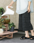 【おにわパンツ】プリント8分丈ワイドレギンス|のびるウエスト&やさしい肌触り。透けにくい楽ちんワイドパンツ。買い出しなどの「ちょっとそこまで」外出もおしゃれに