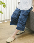 【おにわパンツ】プリント8分丈ワイドレギンス|のびるウエスト&やさしい肌触り。透けにくい楽ちんワイドパンツ。買い出しなどの「ちょっとそこまで」外出もおしゃれに