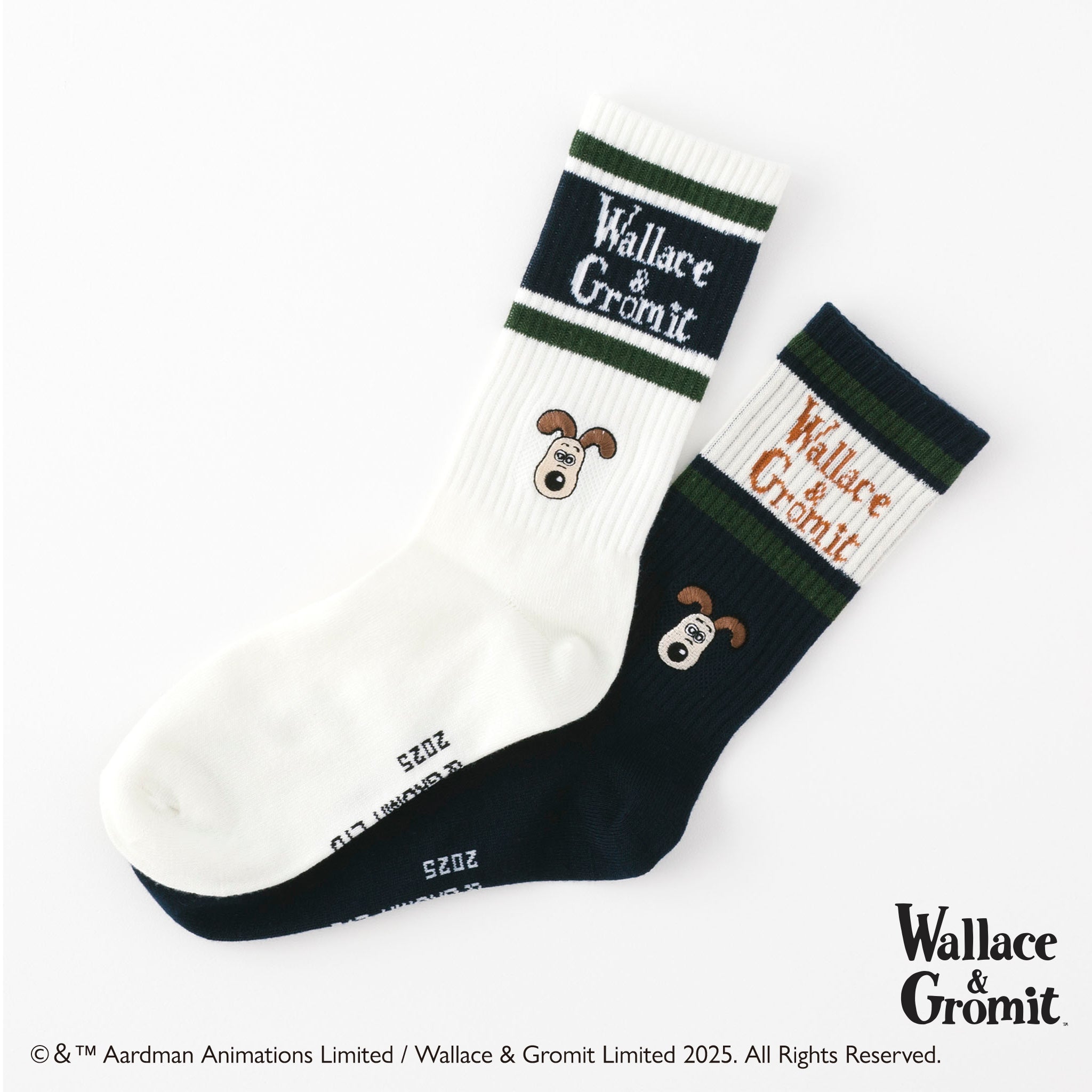 ウォレスとグルミット】刺繍付リッチェルクルー丈ソックス – SUKENO