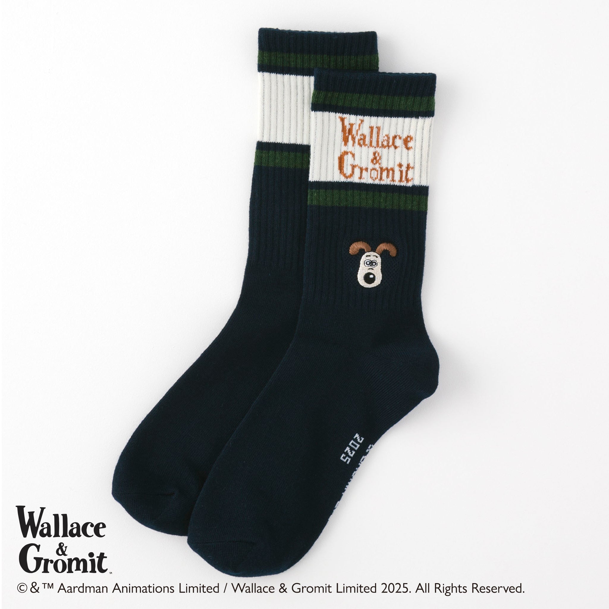 ウォレスとグルミット】刺繍付リッチェルクルー丈ソックス – SUKENO