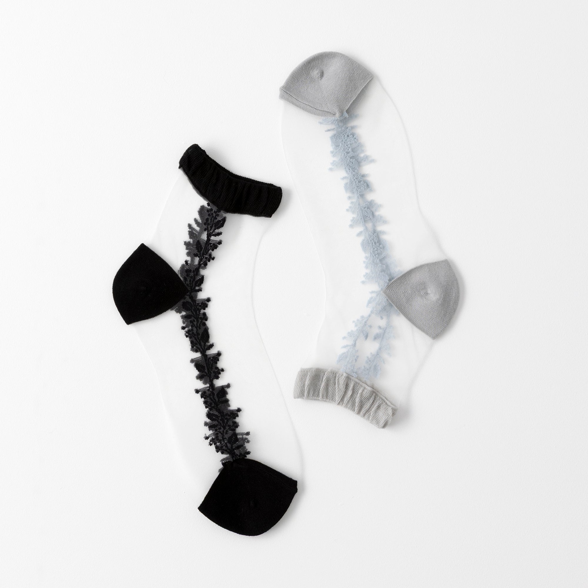 【hohaba】サイドリーフ柄テグスショートソックス