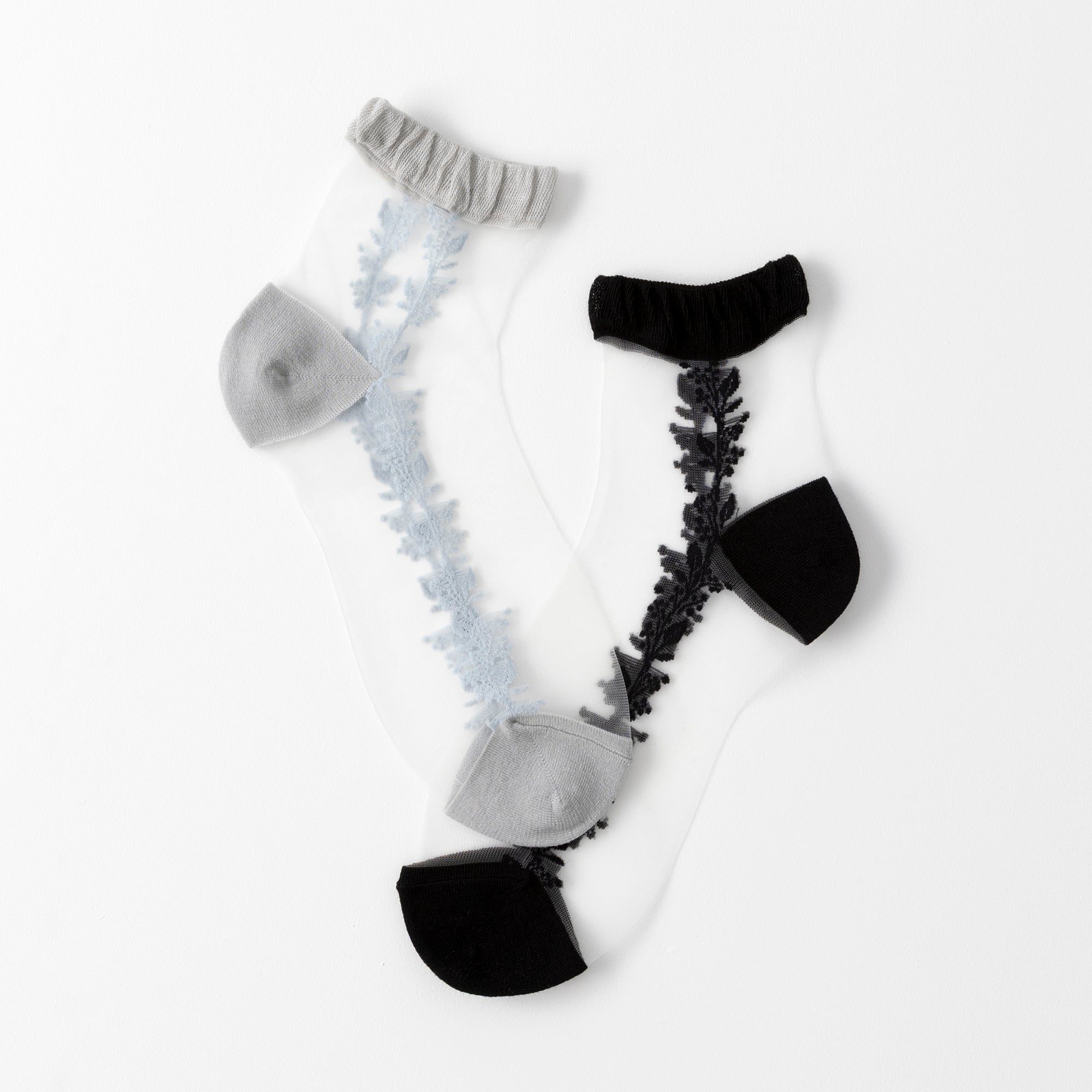 【hohaba】サイドリーフ柄テグスショートソックス