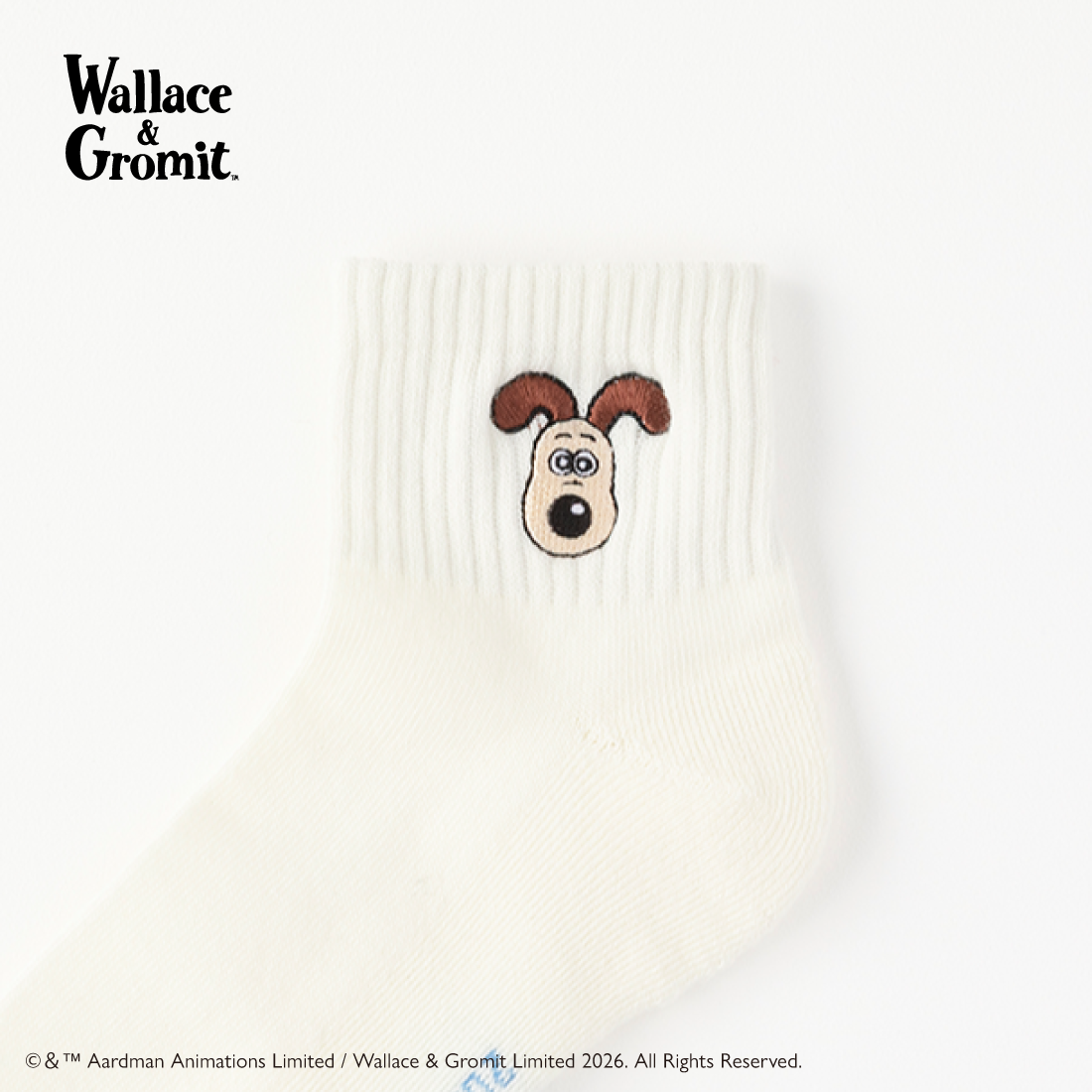 【ウォレスとグルミット】刺繍付ショートソックス(3足組)