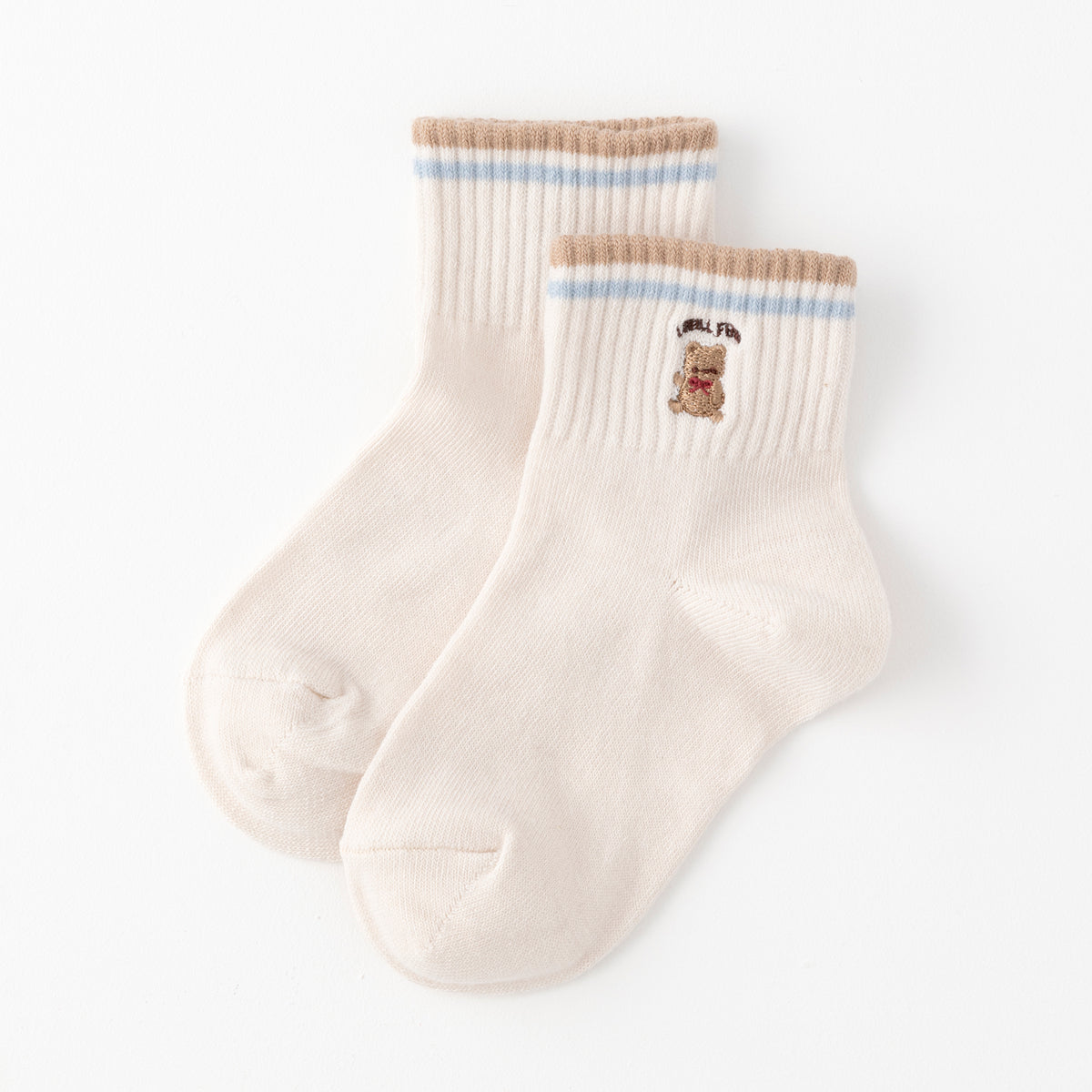 【SENOBI】クマ刺繍ショートソックス