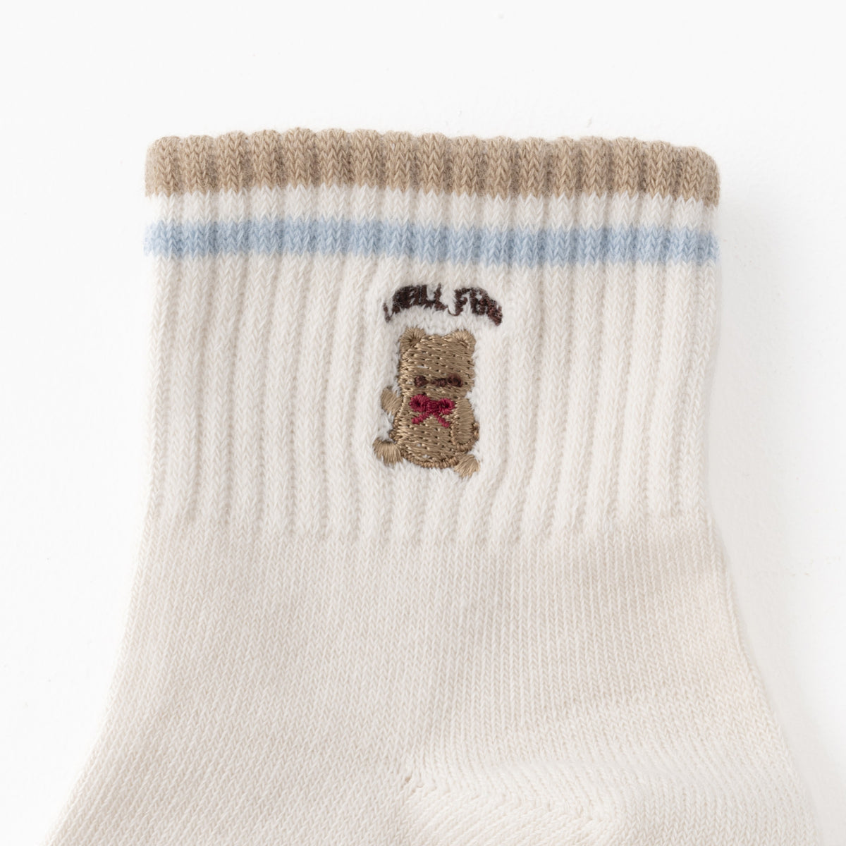 【SENOBI】クマ刺繍ショートソックス