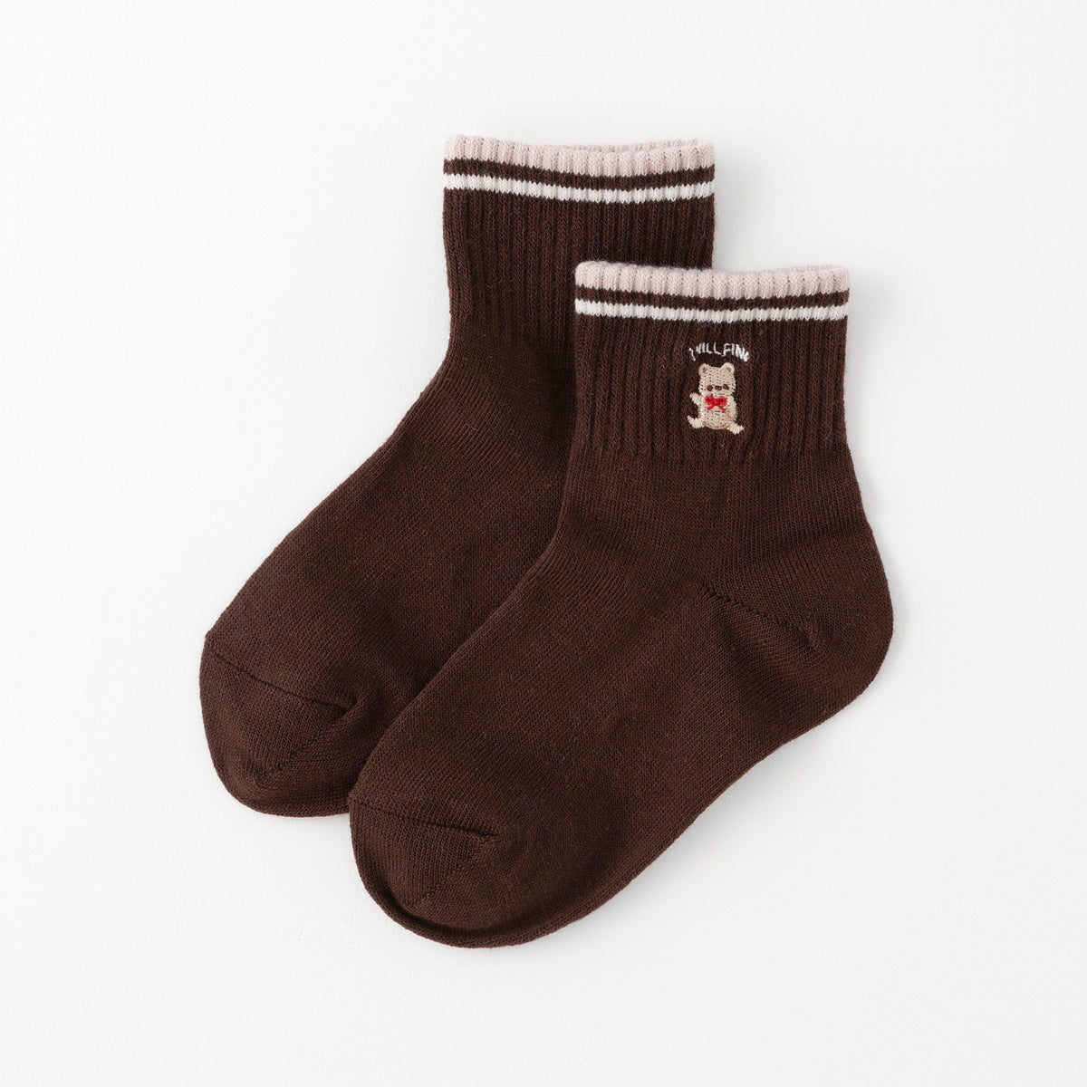 【SENOBI】クマ刺繍ショートソックス