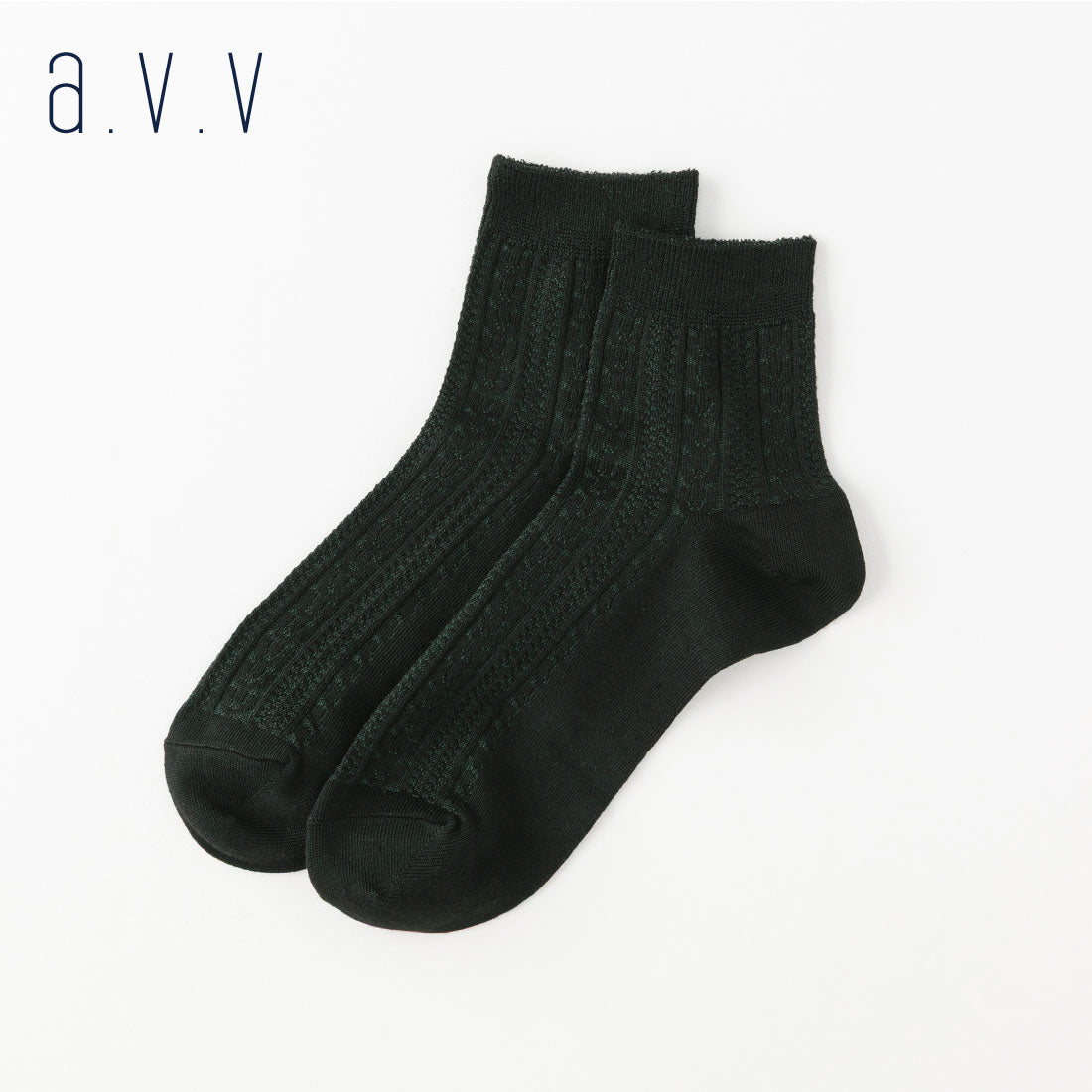 【A.V.V】口ゴムライン×縄柄ミドルソックス