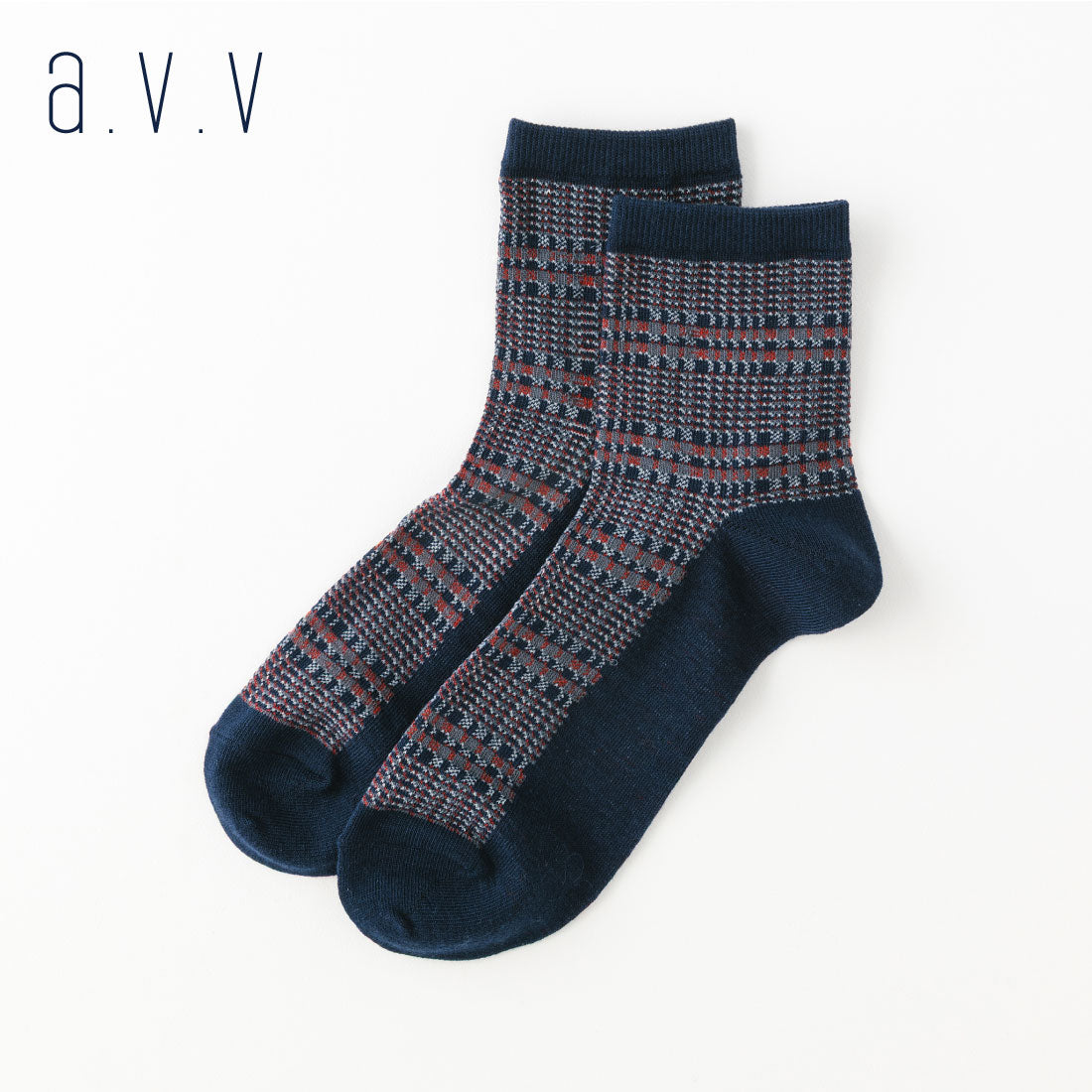 【A.V.V】チェック柄ミドルソックス