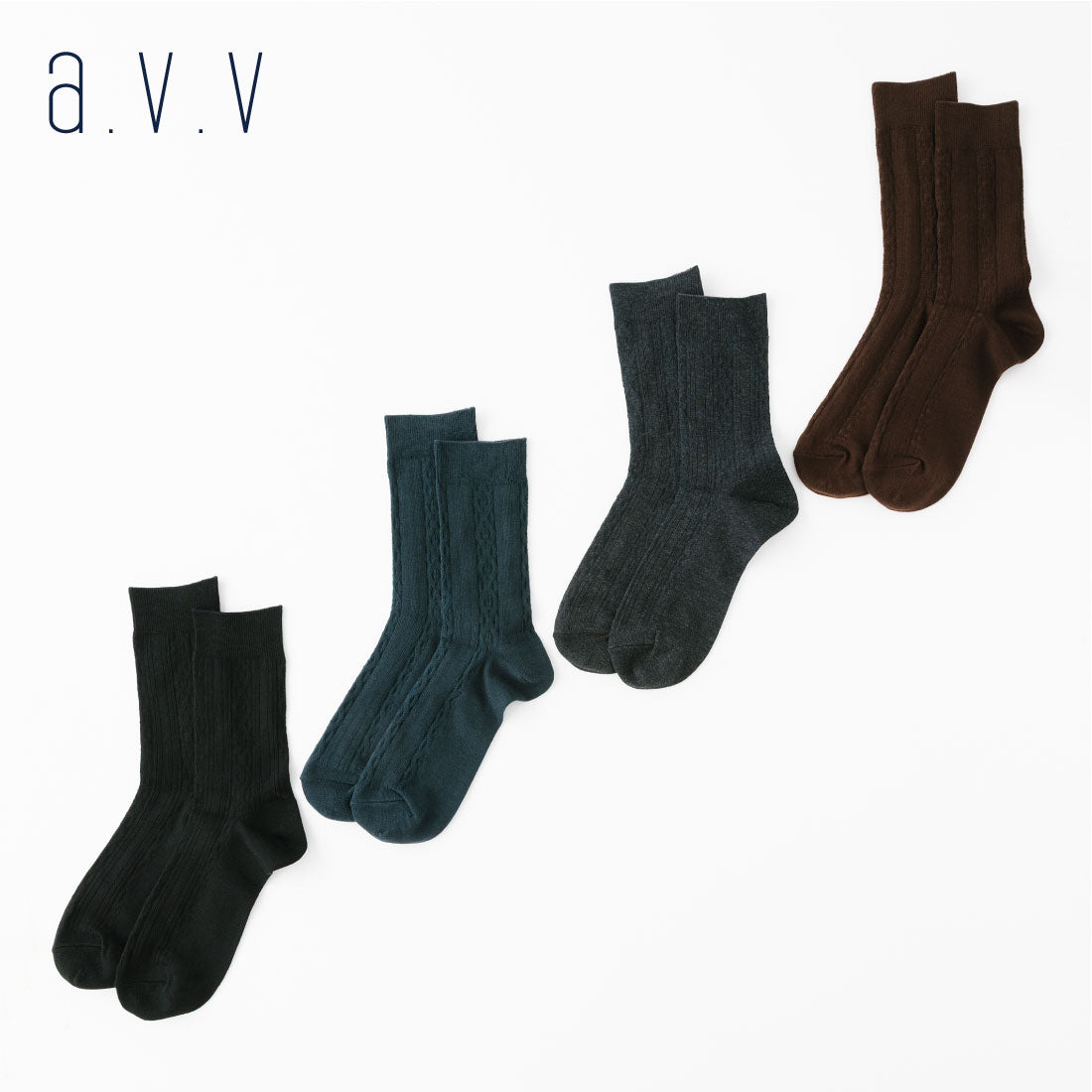 【A.V.V】リンクス縄柄クルーソックス