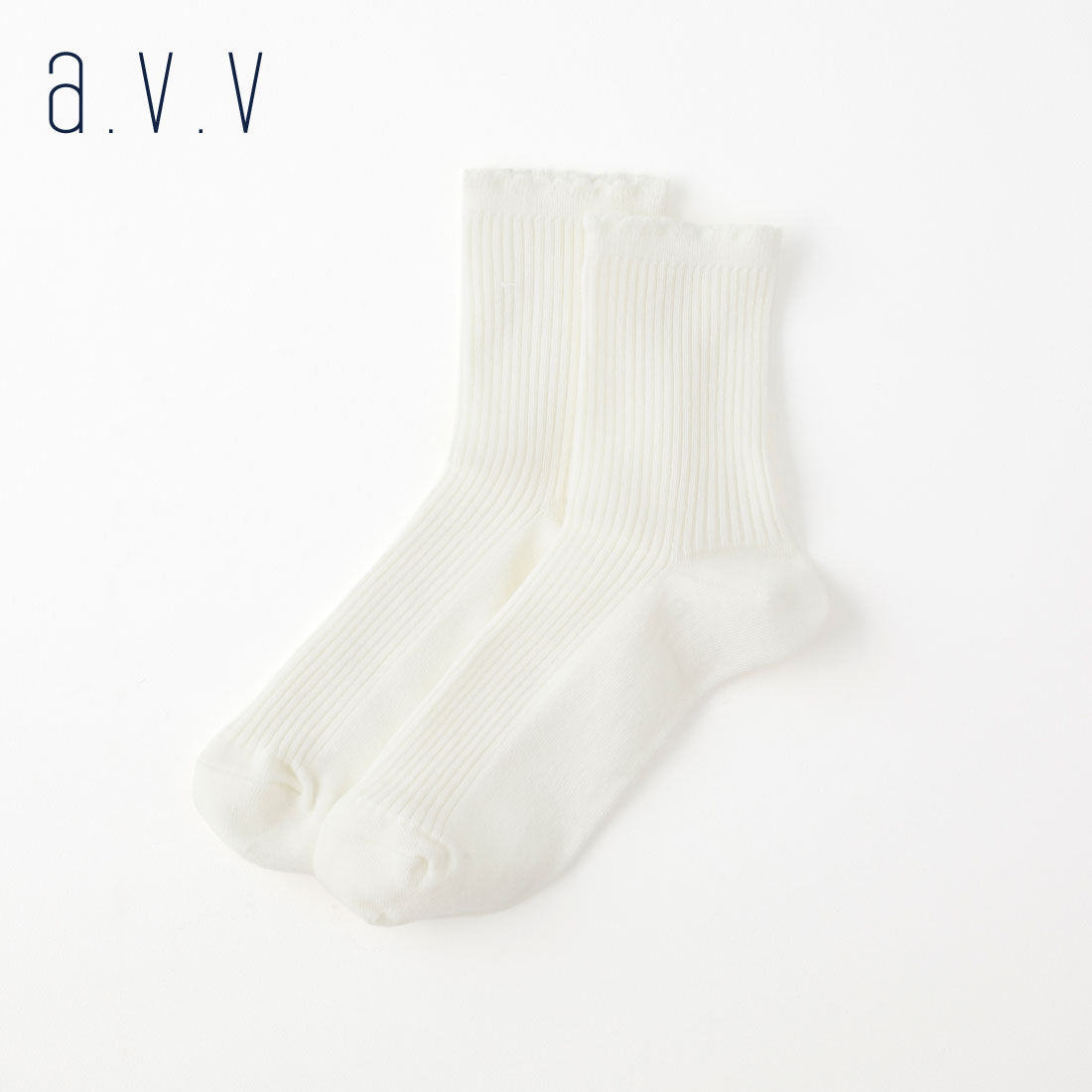 【A.V.V】スカラップリブクルーソックス