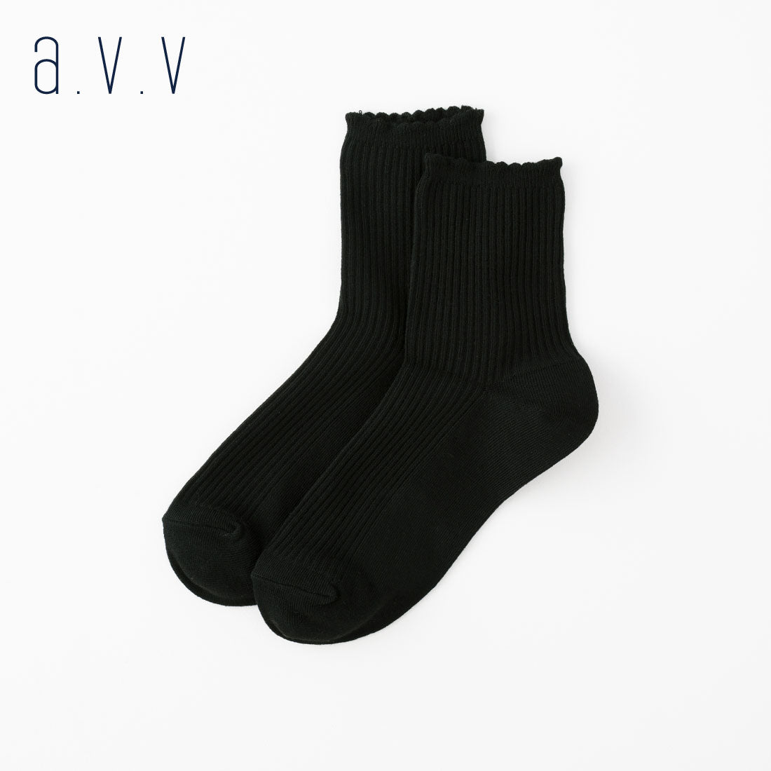 【A.V.V】スカラップリブクルーソックス