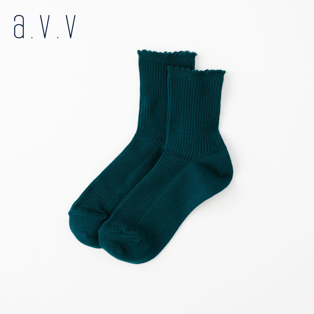 【A.V.V】スカラップリブクルーソックス