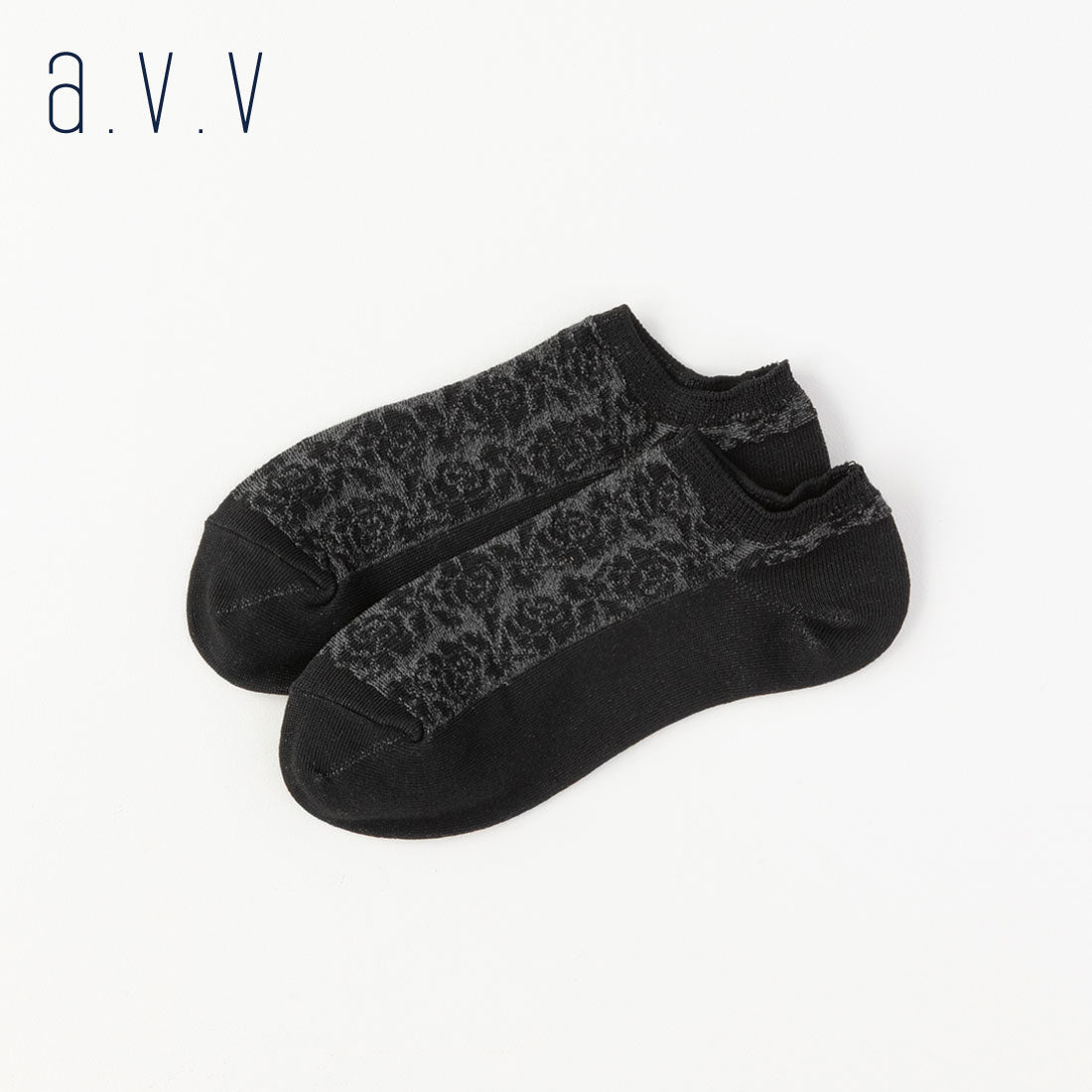 【A.V.V】バイカラー花柄スニーカー丈ソックス