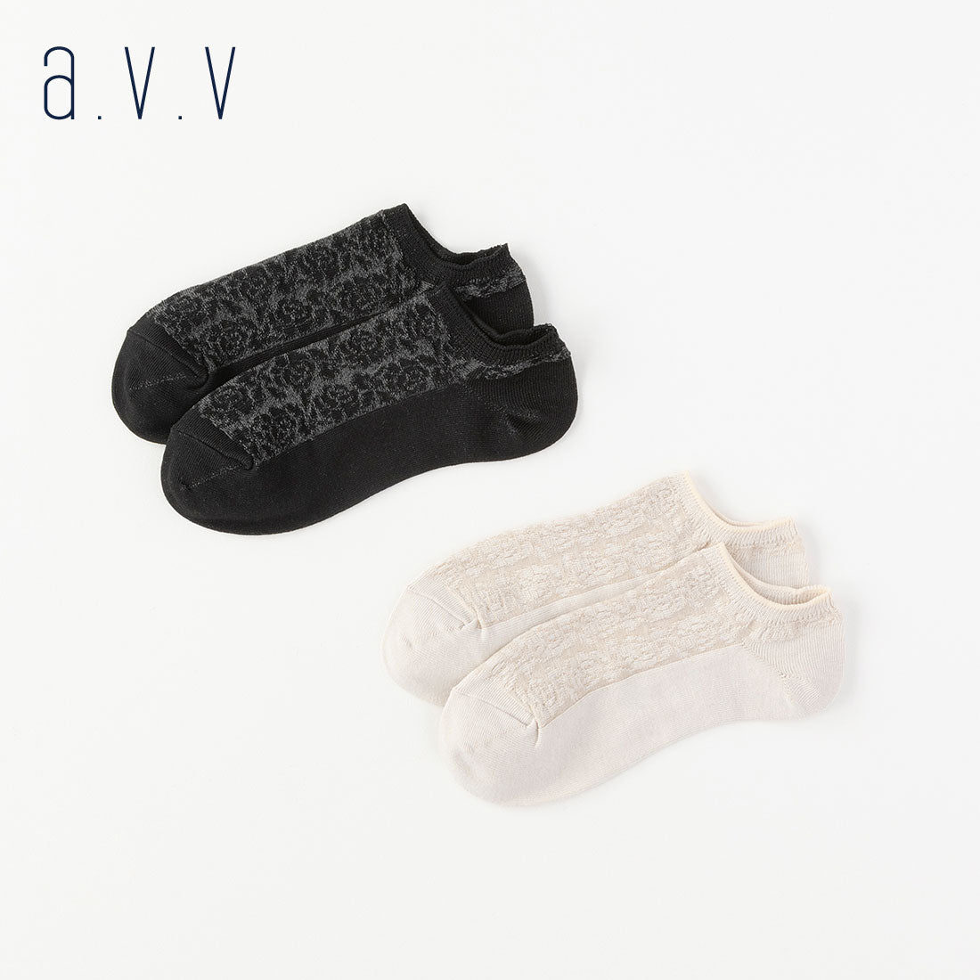 【A.V.V】バイカラー花柄スニーカー丈ソックス