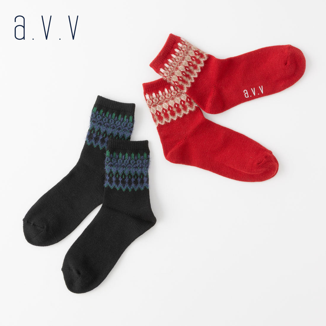 【A.V.V】フェザーフェアアイルクルーソックス