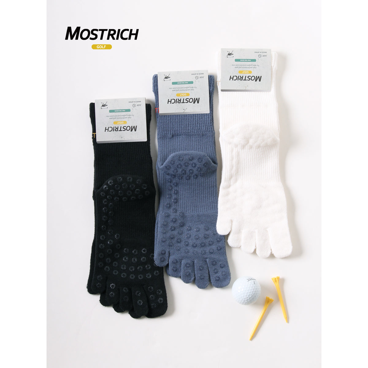 【MOSTRICH】MSTR-G07　五本指ショート丈ソックス｜指の間もサラッと快適な履き心地の五本指ソックス。 年間通して履きやすいショート丈で、さりげないブランド刺繍がポイント。
