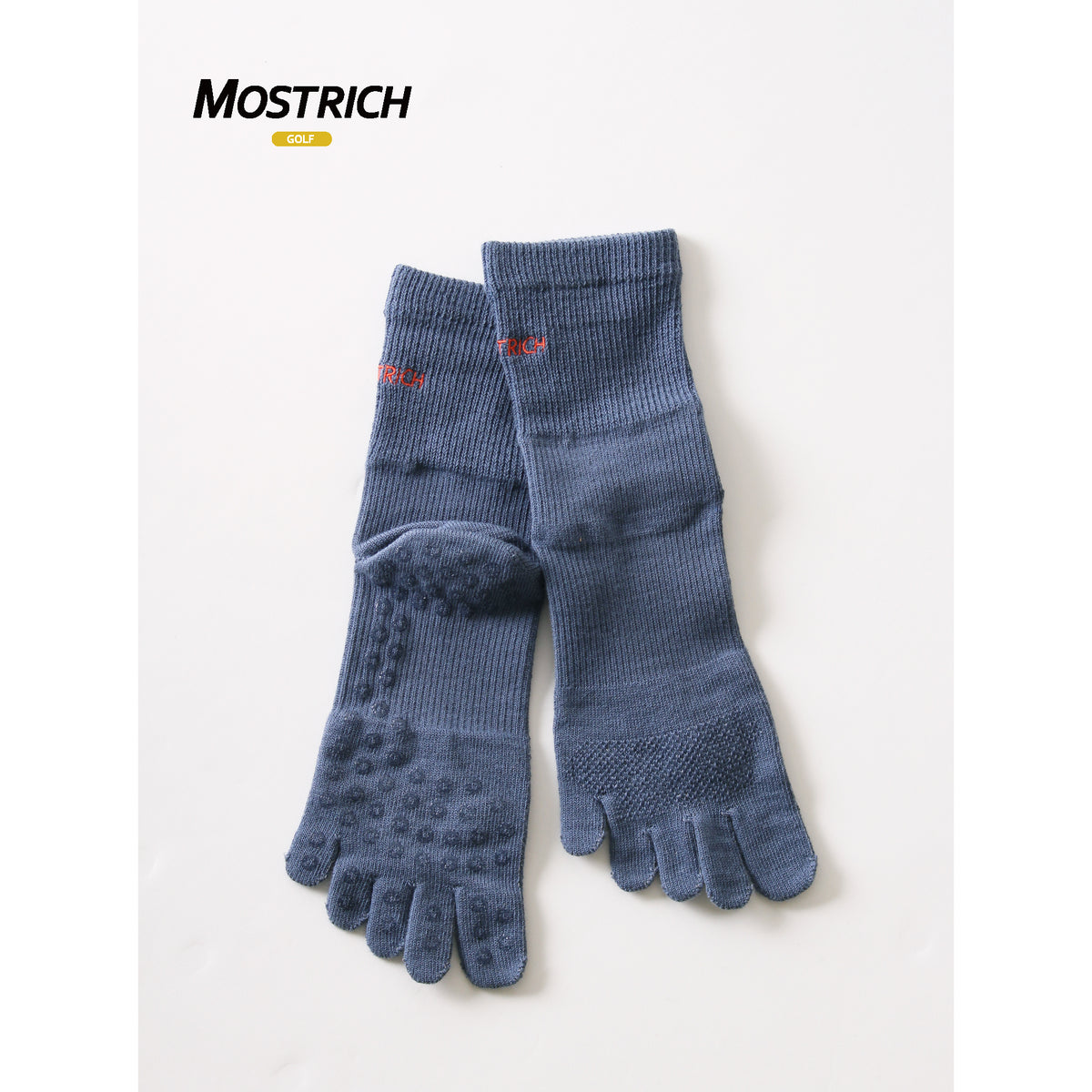 【MOSTRICH】MSTR-G07　五本指ショート丈ソックス｜指の間もサラッと快適な履き心地の五本指ソックス。 年間通して履きやすいショート丈で、さりげないブランド刺繍がポイント。