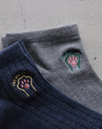 【にゃんこ堂】リブ猫の手刺繍スニーカーソックス