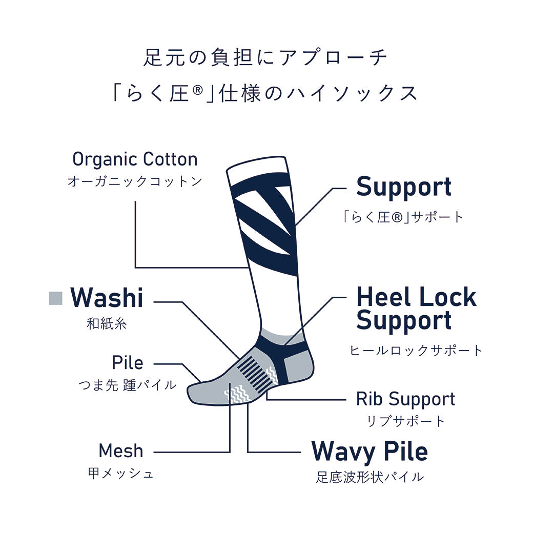 【PESCALLY】和紙パイル着圧ソックス 27cm-29cm
