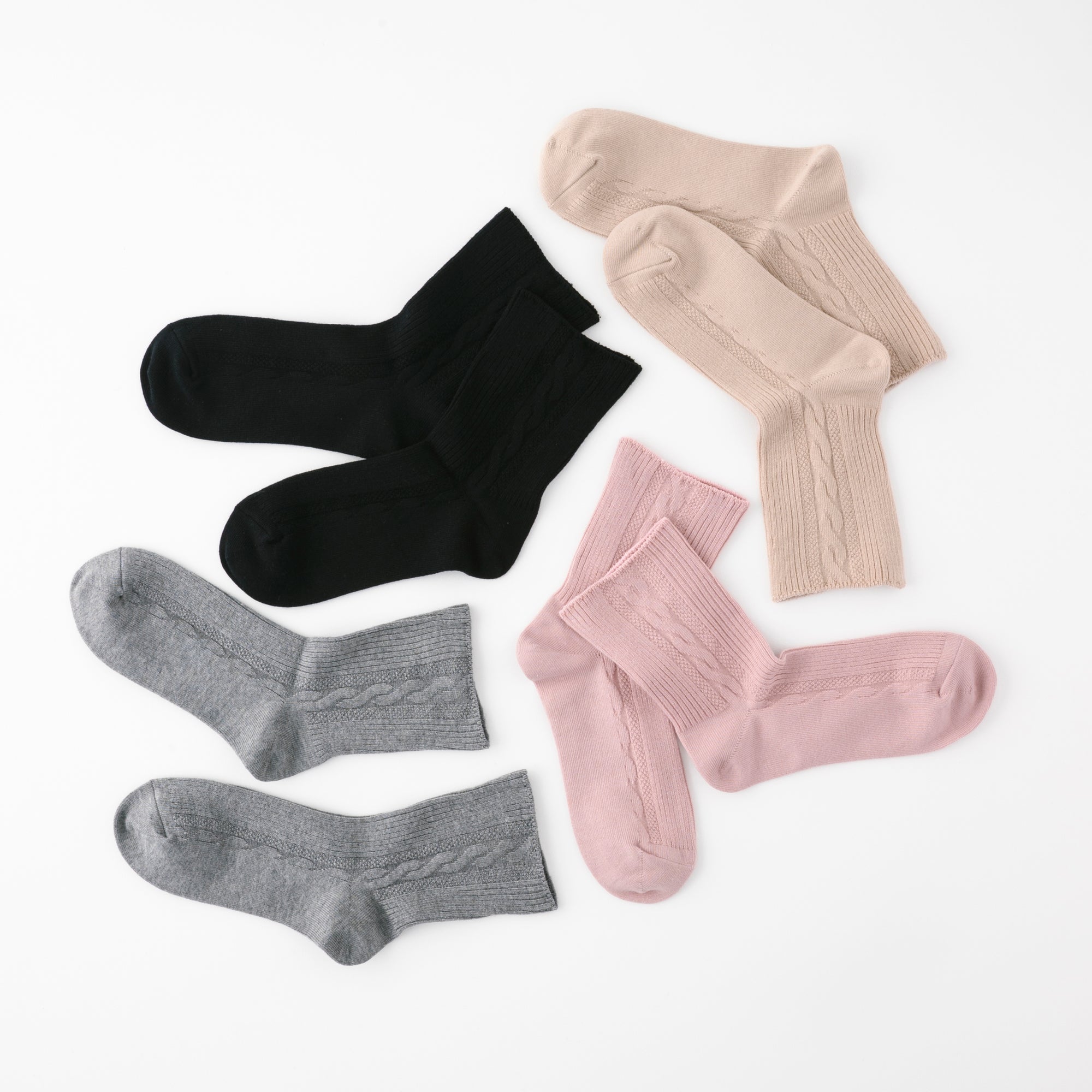 【足元らくらく】ゴムなし リンクス縄柄ソックス 22-24cm