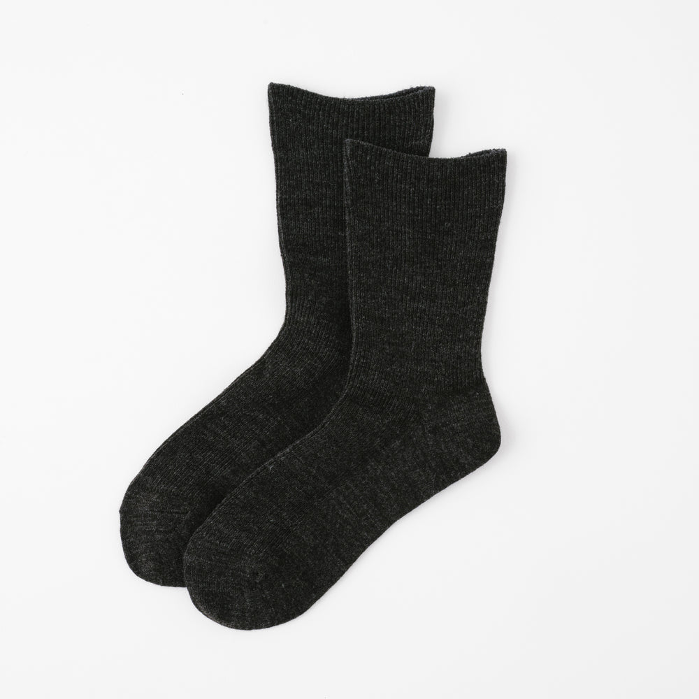 【足元らくらく】足の冷えないゴムなしリブクルーソックス 22-24cm