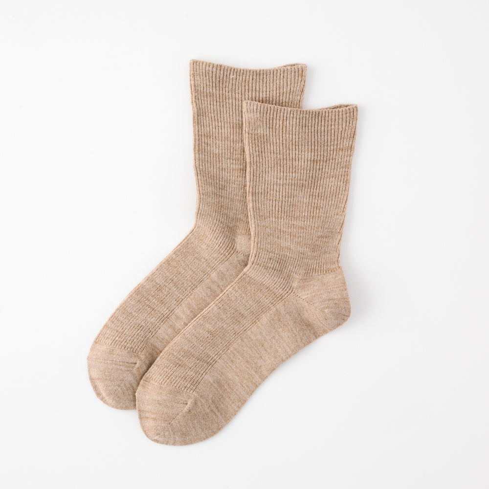 【足元らくらく】足の冷えないゴムなしリブクルーソックス 22-24cm