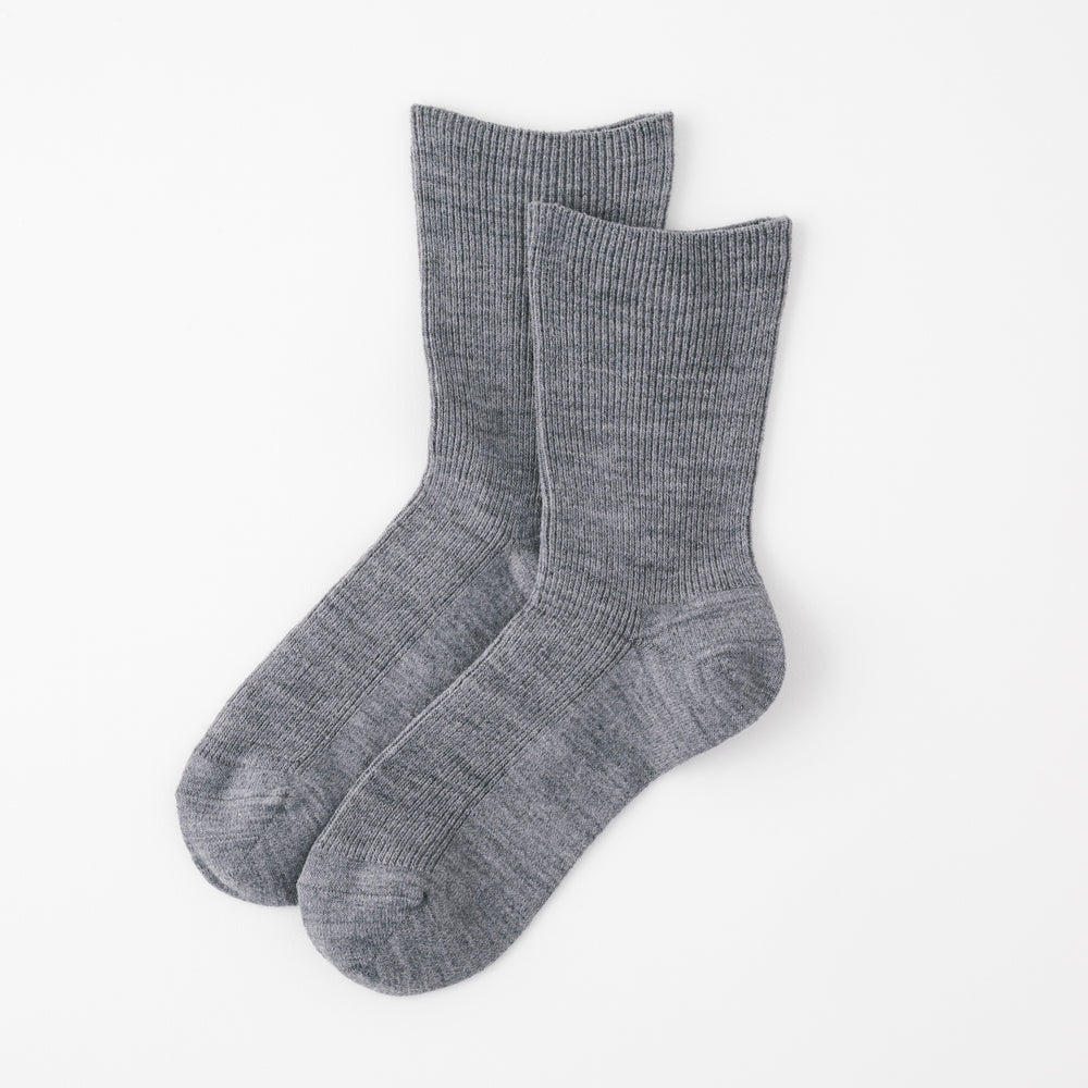 【足元らくらく】足の冷えないゴムなしリブクルーソックス 22-24cm