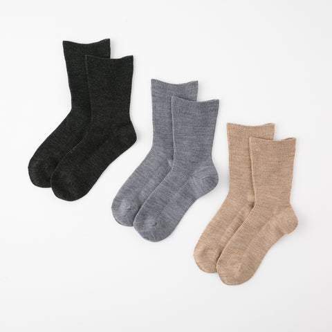 【足元らくらく】足の冷えないゴムなしリブクルーソックス 22-24cm