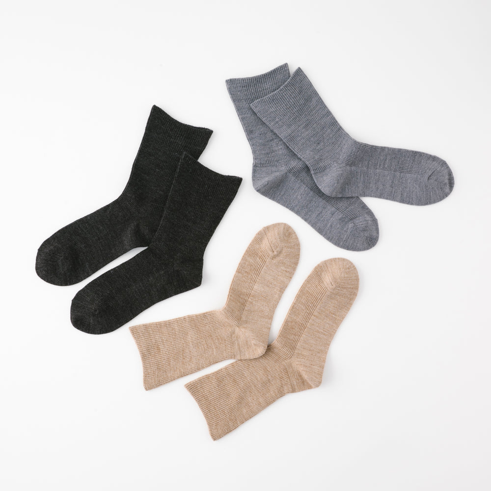 【足元らくらく】足の冷えないゴムなしリブクルーソックス 22-24cm