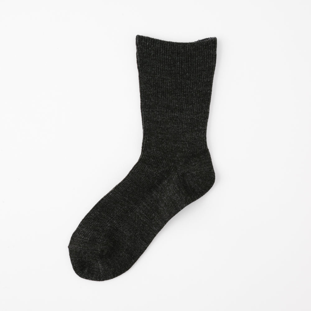 【足元らくらく】足の冷えないゴムなしリブクルーソックス 22-24cm