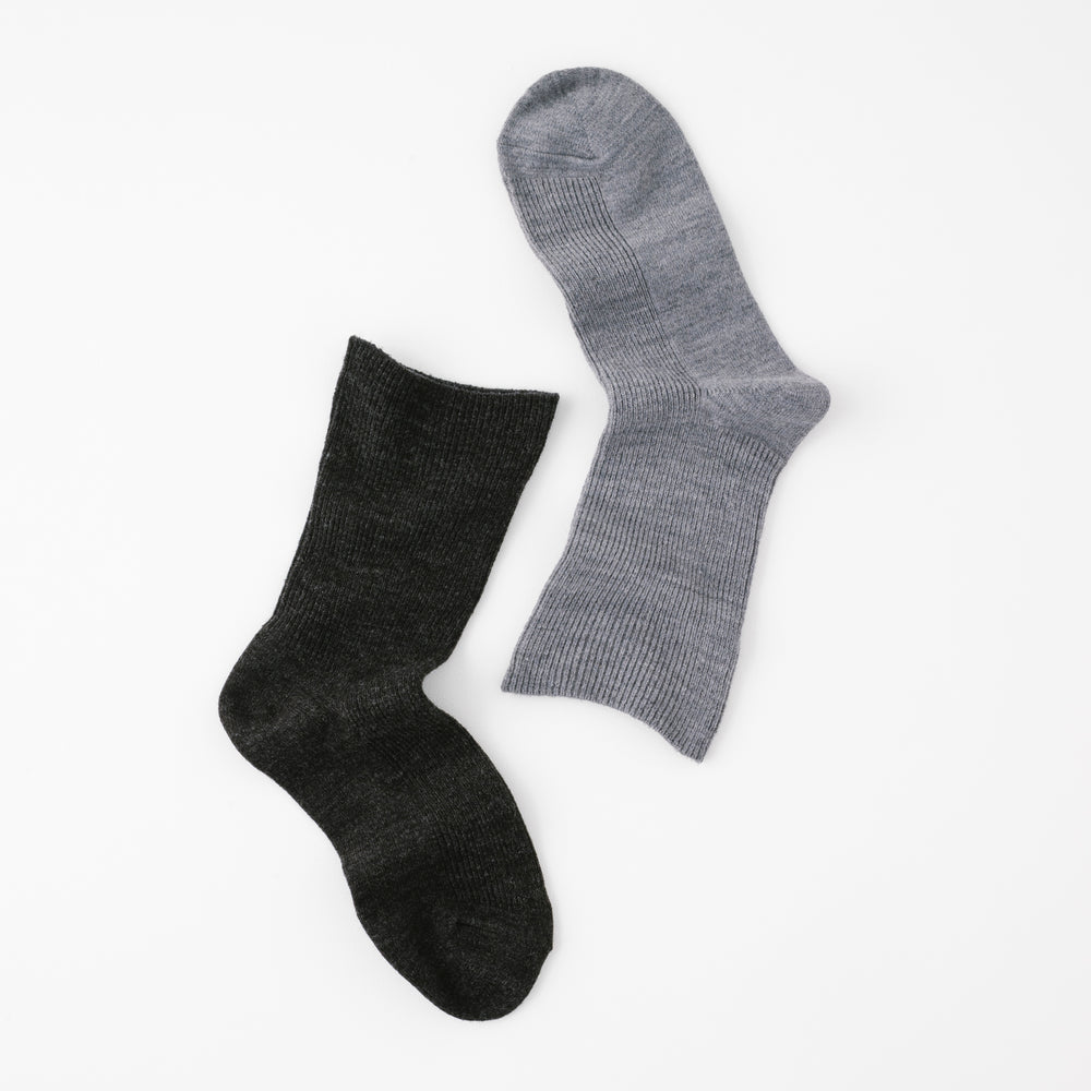【足元らくらく】足の冷えないゴムなしリブクルーソックス 22-24cm