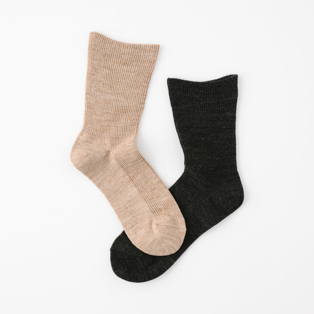 【足元らくらく】足の冷えないゴムなしリブクルーソックス 22-24cm