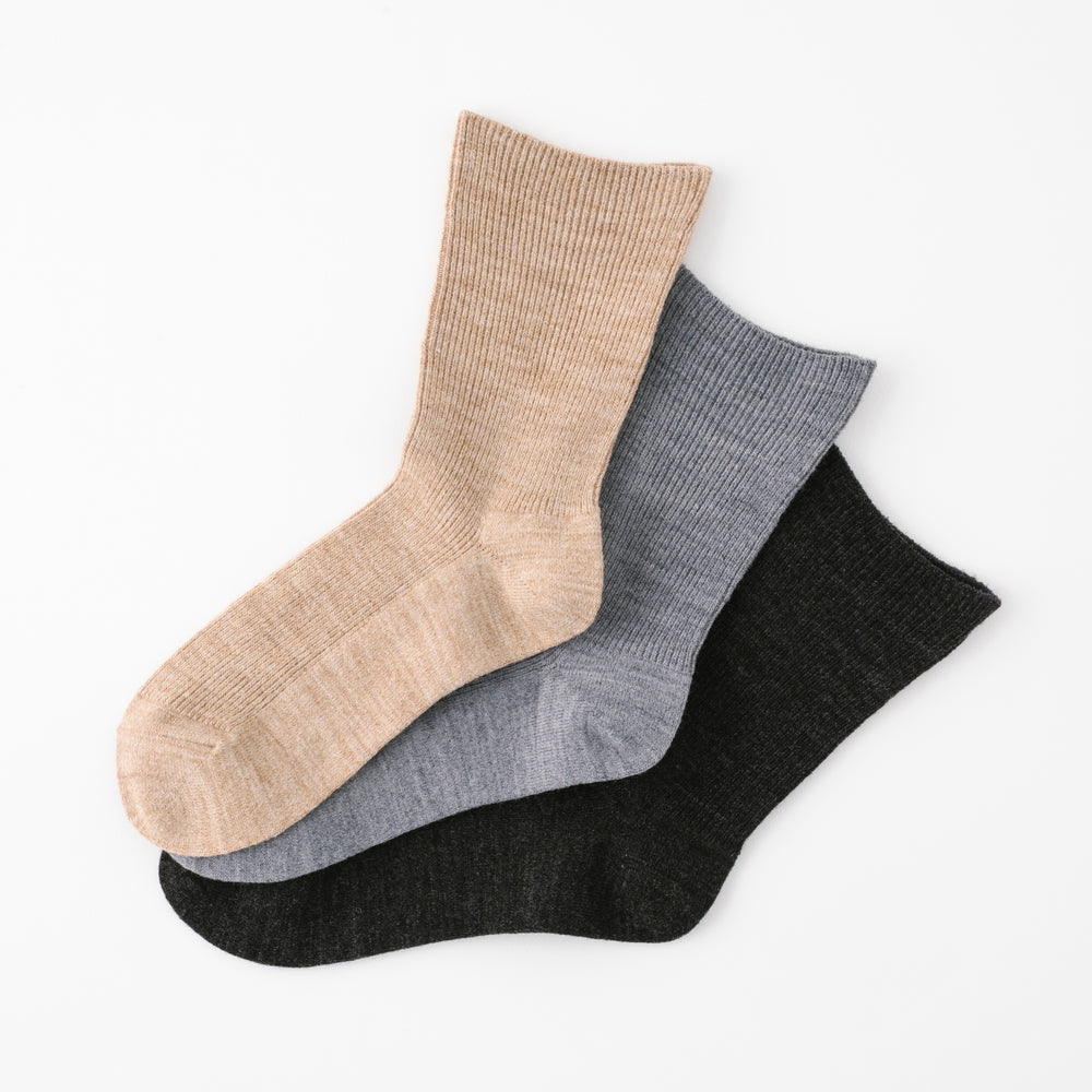 【足元らくらく】足の冷えないゴムなしリブクルーソックス 22-24cm