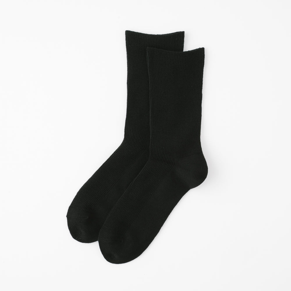 【足元らくらく】足の冷えないゴムなしリブクルーソックス 24-26cm