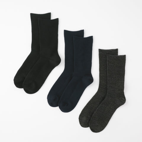 【足元らくらく】足の冷えないゴムなしリブクルーソックス 24-26cm