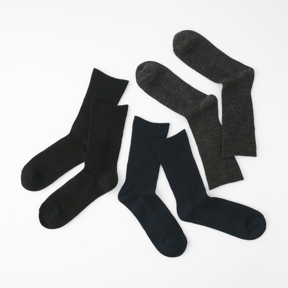 【足元らくらく】足の冷えないゴムなしリブクルーソックス 24-26cm